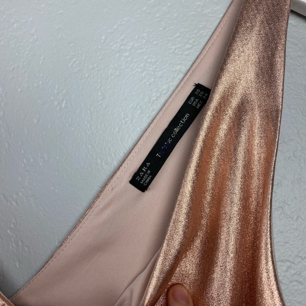 Zara Metallic Ruffle Mini Dress- Rose Gold - Picture 10 of 10